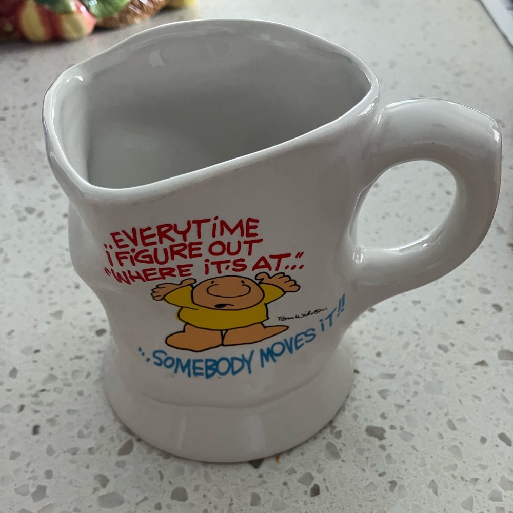 Ziggy 1988 Squished White Coffee Mug with Cartoon Design